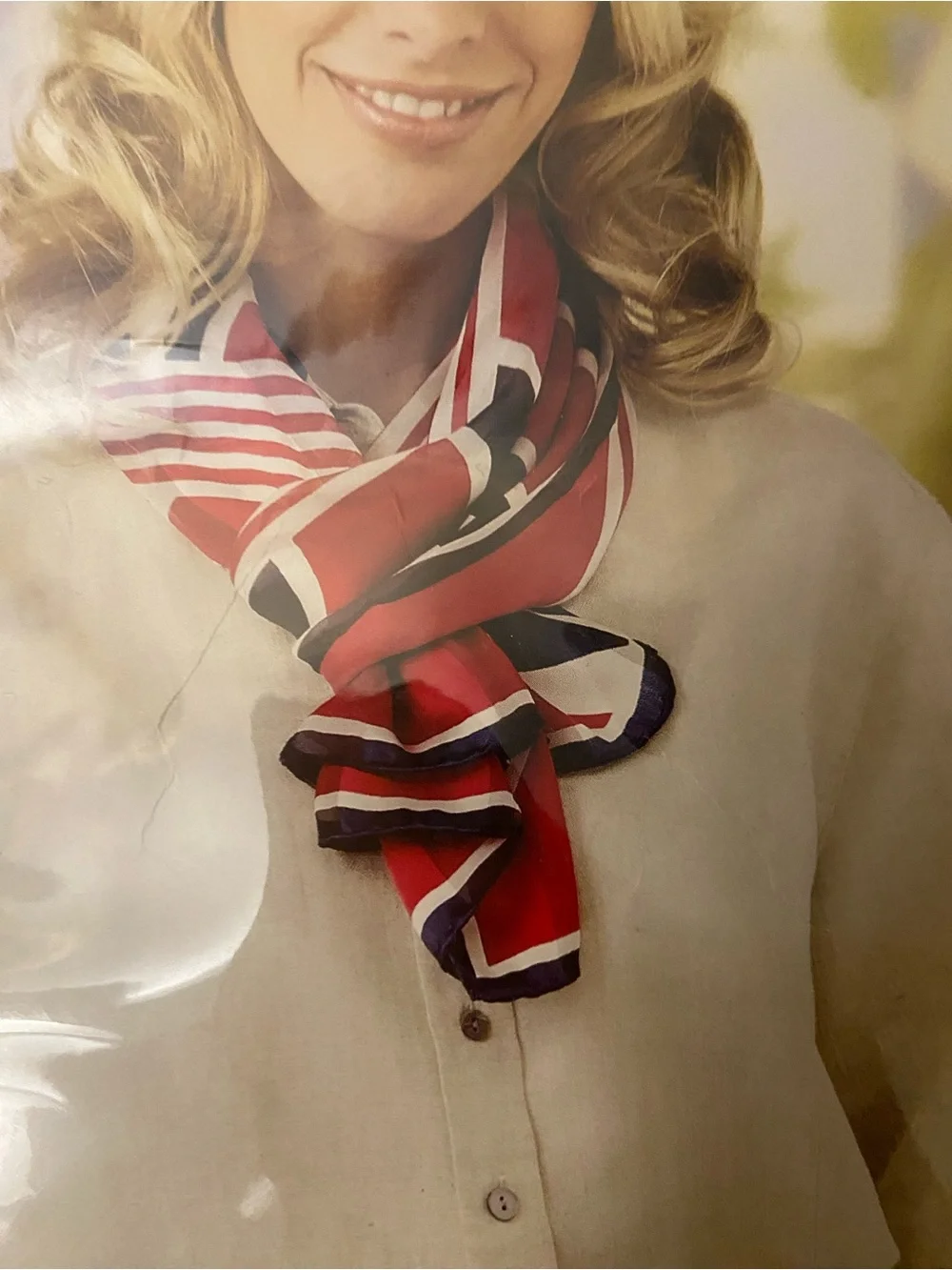 Red & Black Striped Silk Scarf for Women